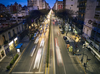 High angle view of traffic on city street