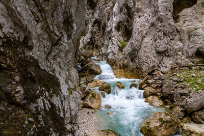 River flowing through rocks in forest