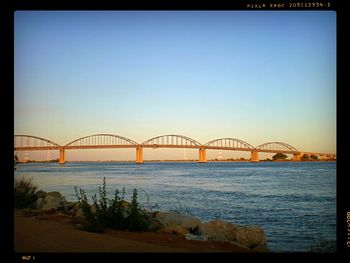 Suspension bridge over river