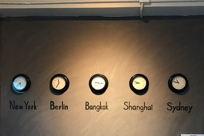 Illuminated clock on wall