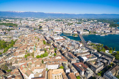 High angle view of townscape against sky