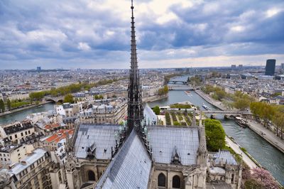High angle view of buildings in city