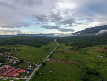 High angle view of landscape against sky