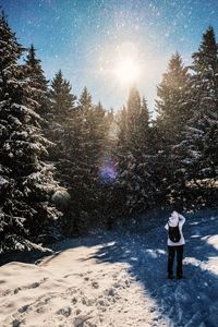 Scenic view of snow covered landscape against sky