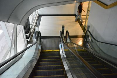 High angle view of escalator