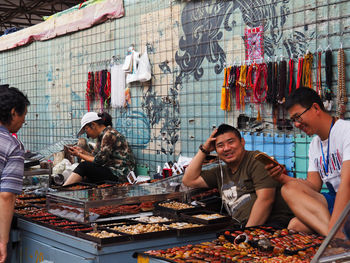 Group of people at market