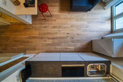 High angle view of piano on table at home