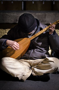 Close-up of woman standing in pond