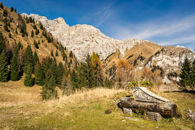 Scenic view of mountains against sky