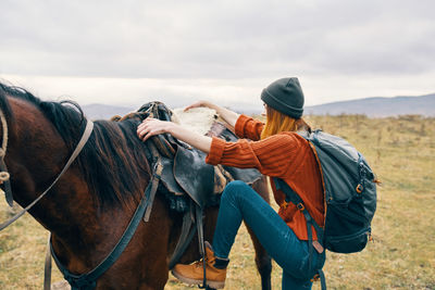 View of a horse on field