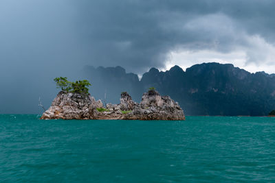 View of rock formation in sea