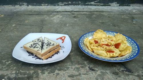 Close-up of food in plate on table