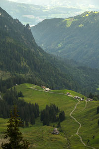 High angle view of mountain range