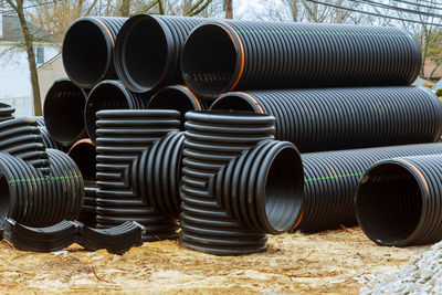 Stack of pipes in factory