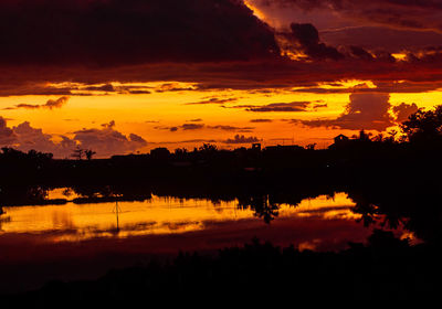 Scenic view of dramatic sky during sunset