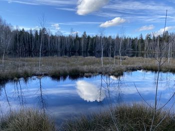 Scenic view of lake against sky