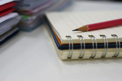 High angle view of pen on table