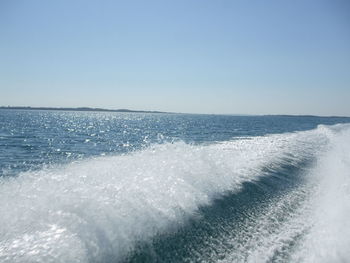Scenic view of sea against clear sky