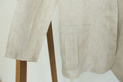 Close up of natural linen fabric texture.