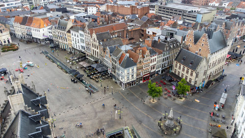 High angle view of city street