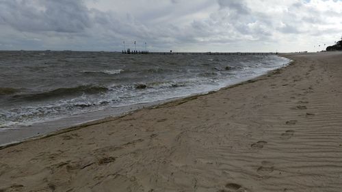 Scenic view of beach against sky