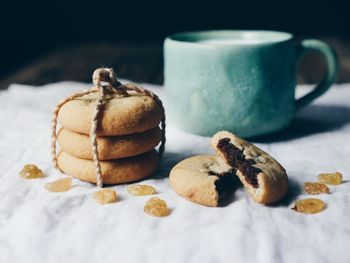 Close-up of cookies on table