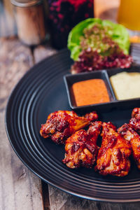 Close-up of meat on barbecue grill