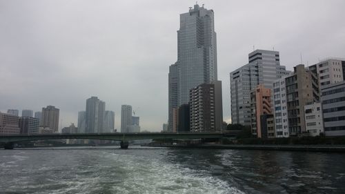 City skyline with river in background