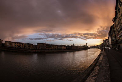 Scenic view of river against sky during sunset