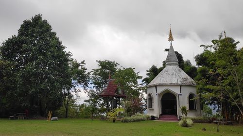 Trees and building against sky