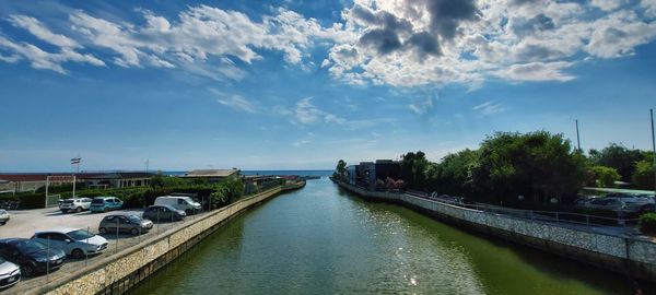 Bridge over river against sky