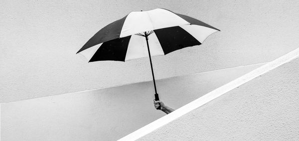 High angle view of umbrella on street