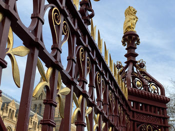 Low angle view of sculptures on building