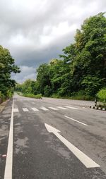 Road by trees against sky