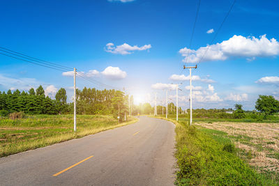 Road by trees against sky