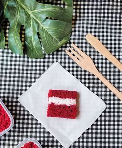 Red velvet cake and cream cheese