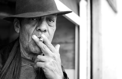 Close-up of a man smoking