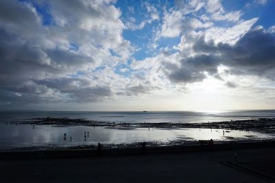 Scenic view of sea against cloudy sky