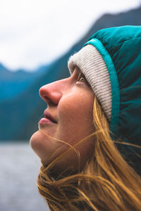 Close-up of young woman looking at view