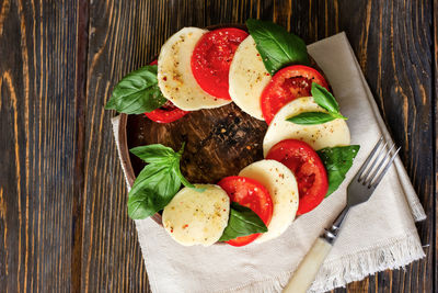 High angle view of salad on table