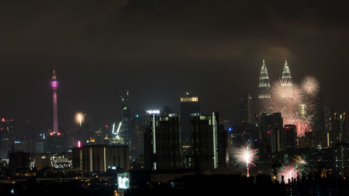 Illuminated city at night