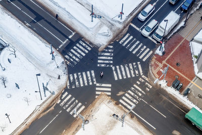 High angle view of road intersection in city