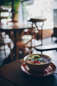 Close-up of breakfast on table in restaurant