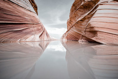 Close-up of rock formations in snow