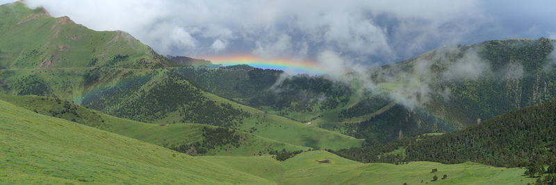 Scenic view of rainbow against sky