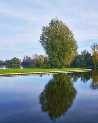 Scenic view of lake against sky