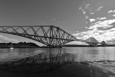 View of bridge over river against cloudy sky