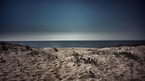 Scenic view of sea against clear sky