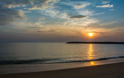 Scenic view of sea against sky during sunset