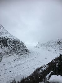 Scenic view of snow covered mountains against sky